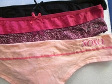 New 4 Ladies Thongs Cotton Panties  Size XL  Ditsy Print,XOXOPeach, Pink,Black  