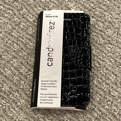 Candywirez iPhone 6/6s Case Study Wallet Black Vegan Leather 3Card Slots  - Nice