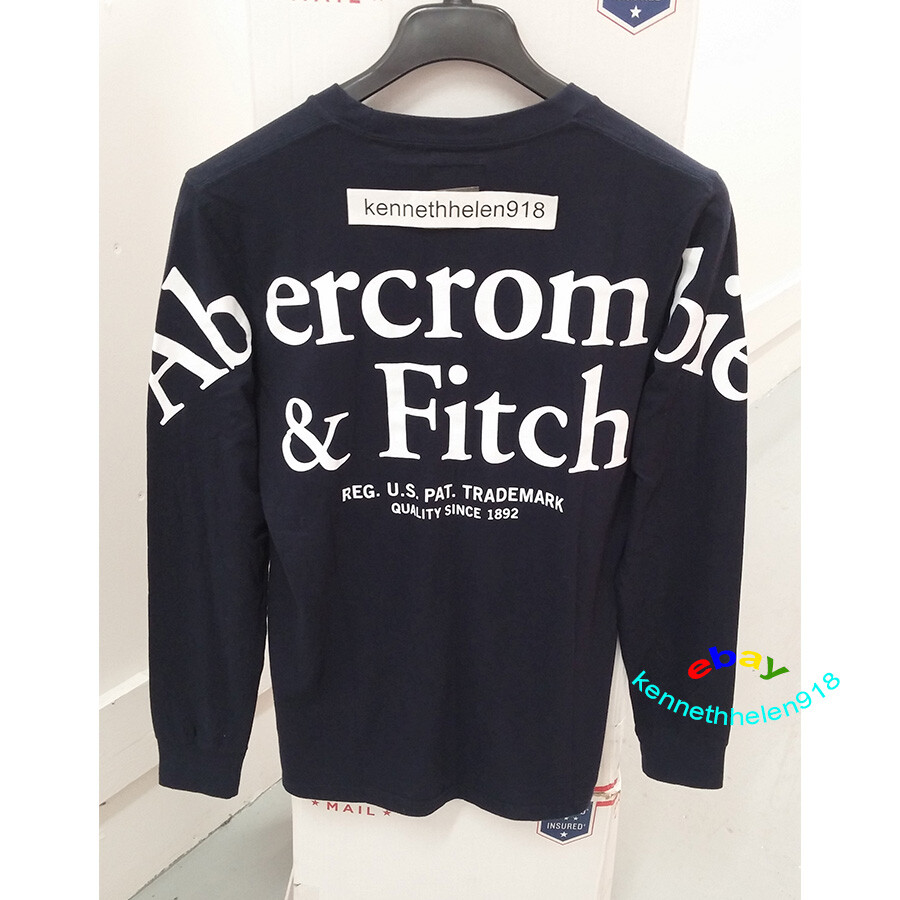 ABERCROMBIE & FITCH LONG SLEEVE BACK LOGO TEE NAVY BLUE MENS SIZE ABERCROMBIE & FITCH LONG SLEEVE BACK LOGO TEE NAVY BLUE MENS SIZE
