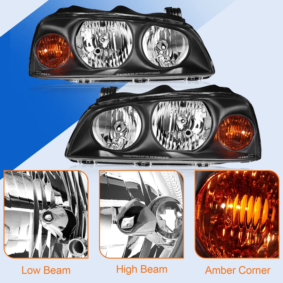 Par de montaje de faros de carcasa negra para Hyundai Elantra 2004-2006 sedán de 4 puertas Foto 2 de 4