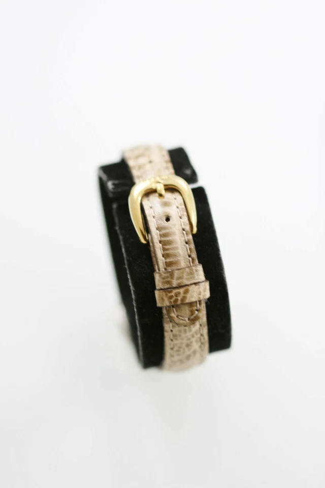 Pulsar Mujer Plata Oro Acero Inoxidable Cuero Beige Día Fecha Negro Cuarzo - Imagen 2 de 3