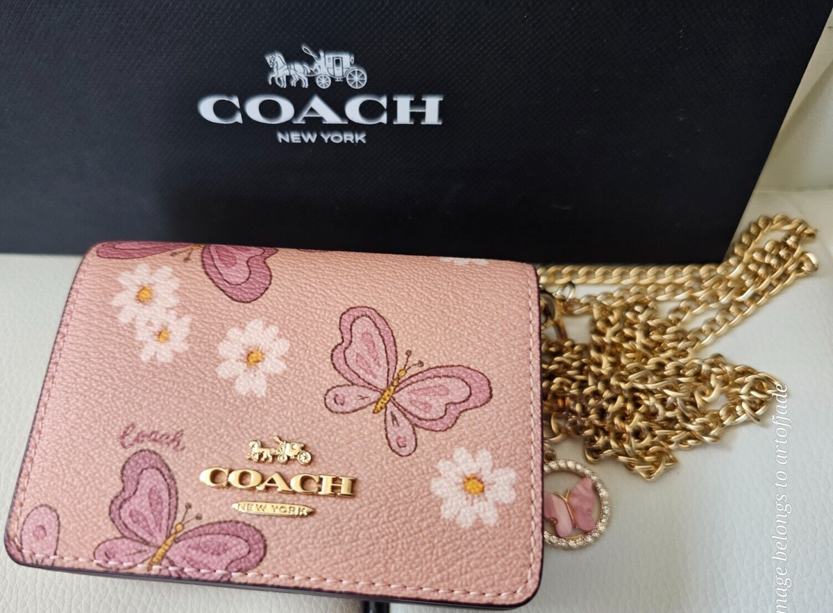 ❤️‍🔥COACH Mini Wallet On A Chain With Lovely Butterfly Print