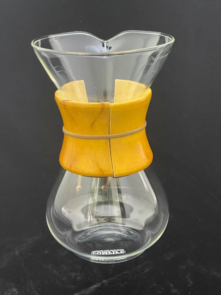 Vintage Comfify Chemex Type Pour Over Coffee Carafe Wood Collar 8” - Image 3 of 4