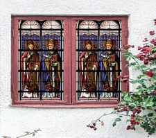 3D Man Religion ZHUA381 Window Film Print Sticker Cling Stained Glass UV