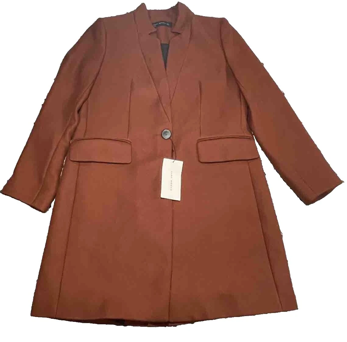 Zara Pea Coat Solid Coats, Jackets & Vests for Women