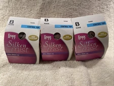 3 L'eggs Silken Mist/Sheer Energy Control Top Pantyhose NUDE Size B Med. 94495