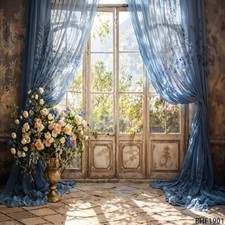 10'x10' CP Window Curtain Scenic Microfiber Fabric background backdrop BHF1901