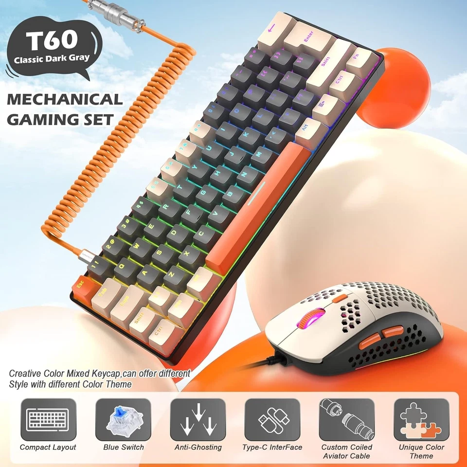 ZIYOU LANG T60 Wired Mechanical Gaming Keyboard and Mouse Combo Mini Portable - Image 2 of 4