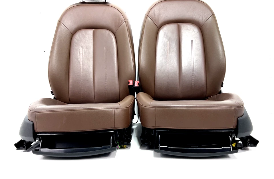 AUDI A6 QUATTRO 2012-2018 asientos delanteros izquierdo/derecho cuero marrón térmico OEM Foto 4 de 4