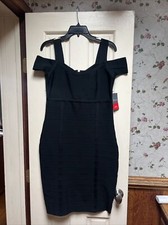 "Little Black Dress" Bold Elements Cut To Curve Size L NWT Cold Shoulder $84