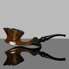 MUXIANG Fleur Pipe Briar Wooden Tobacco Pipe Smooth Freehand Pipe Ebonite Stem