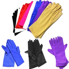 Women Short Wrist Gloves Smooth Satin Party Dress Prom Evening Wedding US SHIP