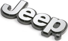 Licensed Jeep Logo In Chromed Plastic Decal 3-12 W X 1-12 H Easy Stick On
