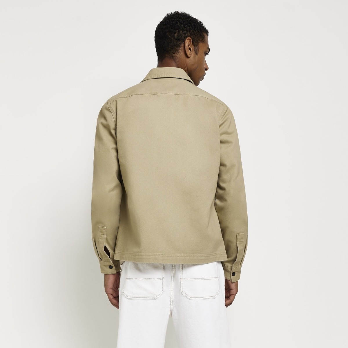 Twill Shacket Shacket River Island Kind Society Mens River Island Grey  Twill Regular Fit Zip Through