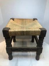 Vintage Foot Stool String Twine MCM Mid Century