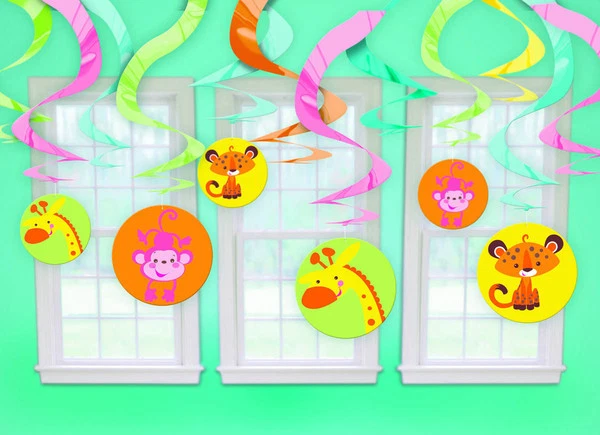 Animales de la Selva Baby Shower Remolino Decoración Niña o Niño Selva Safari Foto 3 de 4