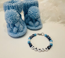 Baby Kinder Armband mit Namen Namenskette Perlen Schmuck Junge Mädchen Bileklik