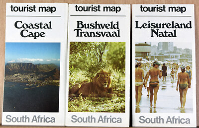 1981 Retro Folded Maps Set 3 South Africa Leisureland Natal Bushveld Coastal