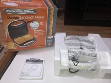 Sandwich Maker,  Proctor Silex Nonstick Surface, White, Model 25401P