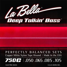 La Bella 750C Deep Talkin' Bass Strings - Copper White Nylon Tape Wound; 50-105