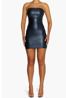 NWT $98 Naked Wardrobe Croc Embossed Strapless Faux Leather Mini Dress Black | eBay NWT $98 Naked Wardrobe Croc Embossed Strapless Faux Leather Mini Dress Black | eBay