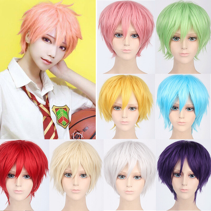 Unisex Anime Short Wig Straight Hair Cosplay Costume Party Wigs Heat  Resistant