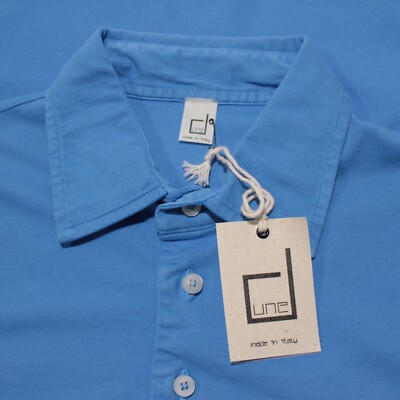 Dune NWT Long Sleeve Polo Shirt Size 50 (US Medium) in Blue Cotton Blend
