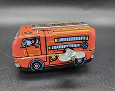Vintage Fire Truck Wind Up Tin Litho Toy Mini Small Made in China Works MS261