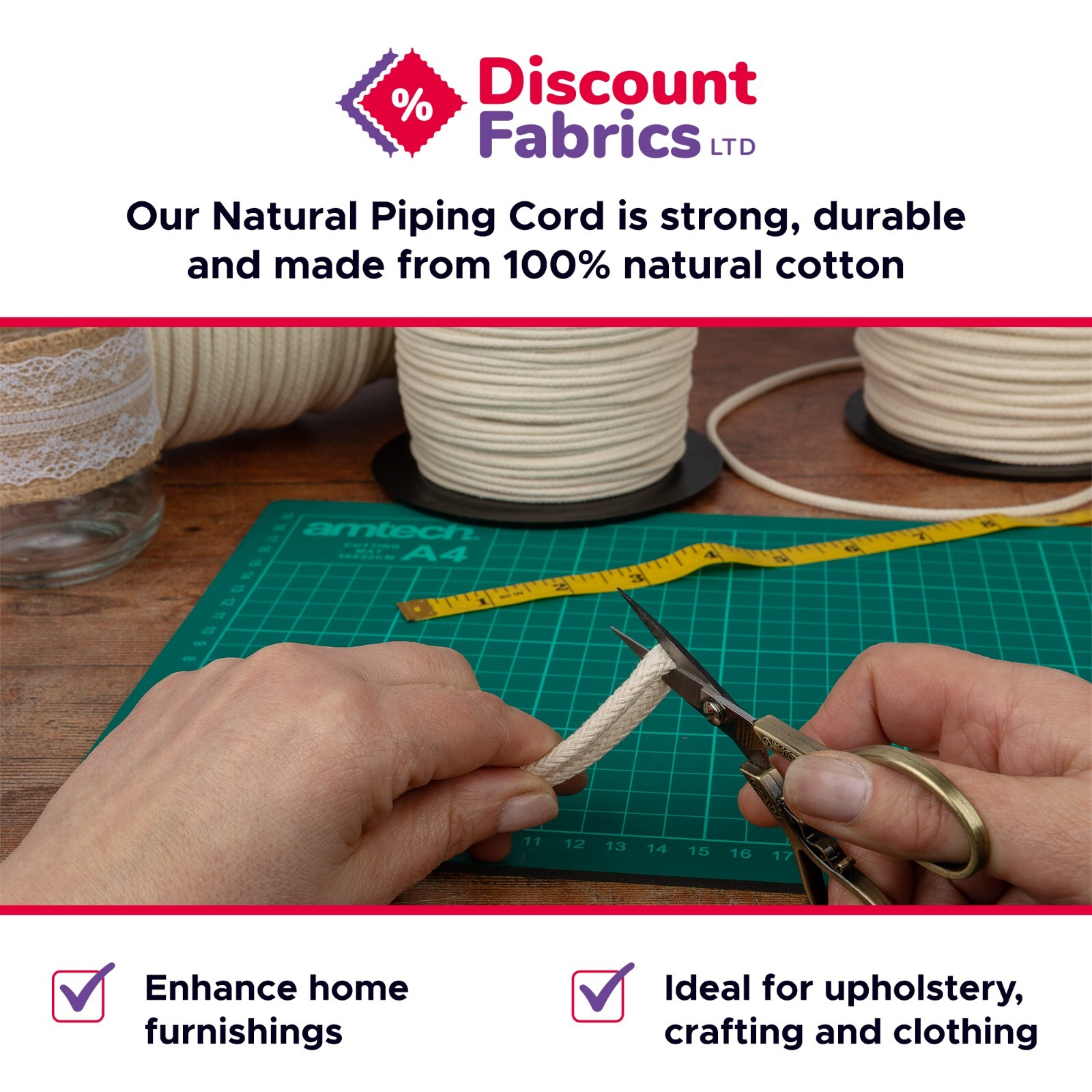 Natural Piping Cord for Sewing, Cushion, Upholstery Premium Cushion