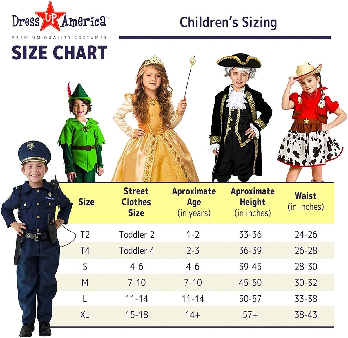 Dress Up America Kids Hot Dog Vendor Costume - Apron, Hat, Tray, 3 Hot Dogs, Condiments (Sizes T4/S, M/L)