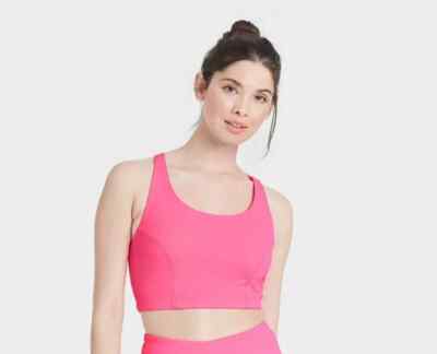 JoyLab Sports Bra with Twisted Strappy Back Flamingo Pink Women's Size XL
