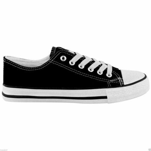 DAMEN FLACHE SCHNÜRSCHUHE MÄDCHEN CANVAS PLIMSOLLS PUMPS TRAINERSCHUHE GRÖSSE 3-8 - Bild 4 von 39