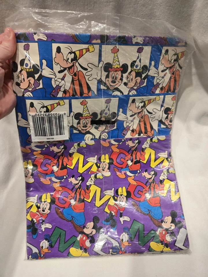 Cleo Vintage Disney's 1996 Mickey's Stuff for Kids Gift Wrap Wrapping Paper  - Image 2 of 2