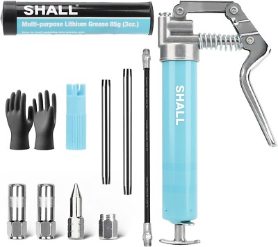 SHALL Fettpresse Handfettpresse Handhebelpresse 10tlg Set+1Stück Kartuschen Fett