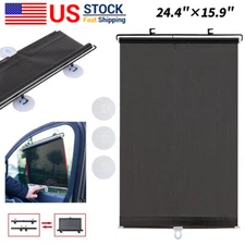 24"x16" Retractable Car Side Window Sun Shade Roller Visor Shield Cover Block UV