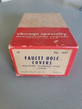 VINTAGE Chicago SPECIALTY MFG  Faucet Hole Covers POLISHED Steel No. 1227 Box 12