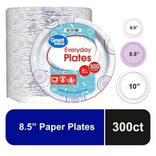Great Value Disposable Paper Plates, 8.5", 300 Count FREE SHIPPING USA