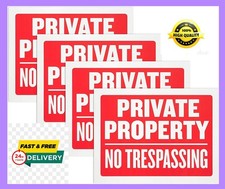 4 Pack Large No Trespassing Signs Private Property, 8X12 Inch Rust Free Aluminum