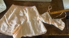 Vintage Antique 1930s-40s Peach Pure Silk Blend Matching Bra Tap Shorts Pant
