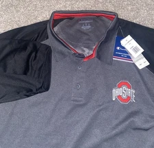 Ohio State Buckeyes Shirt Mens LARGE Red/Gray NCAA Football Champion Golf Polo