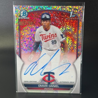 2023 1st Bowman Chrome Prospect Speckle Refractor 001/299 Omari Daniel Autograph