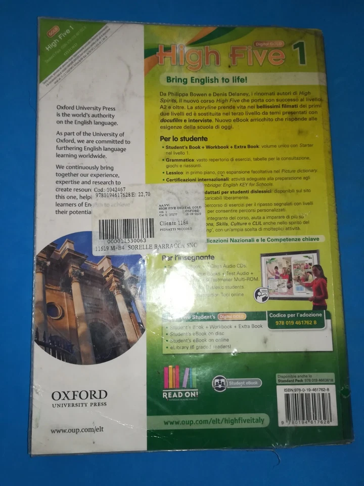 LIBRO SCUOLA HIGH FIVE 1 DIGITAL GOLD IN INGLESE DA COLLEZIONE - Immagine 3 di 3