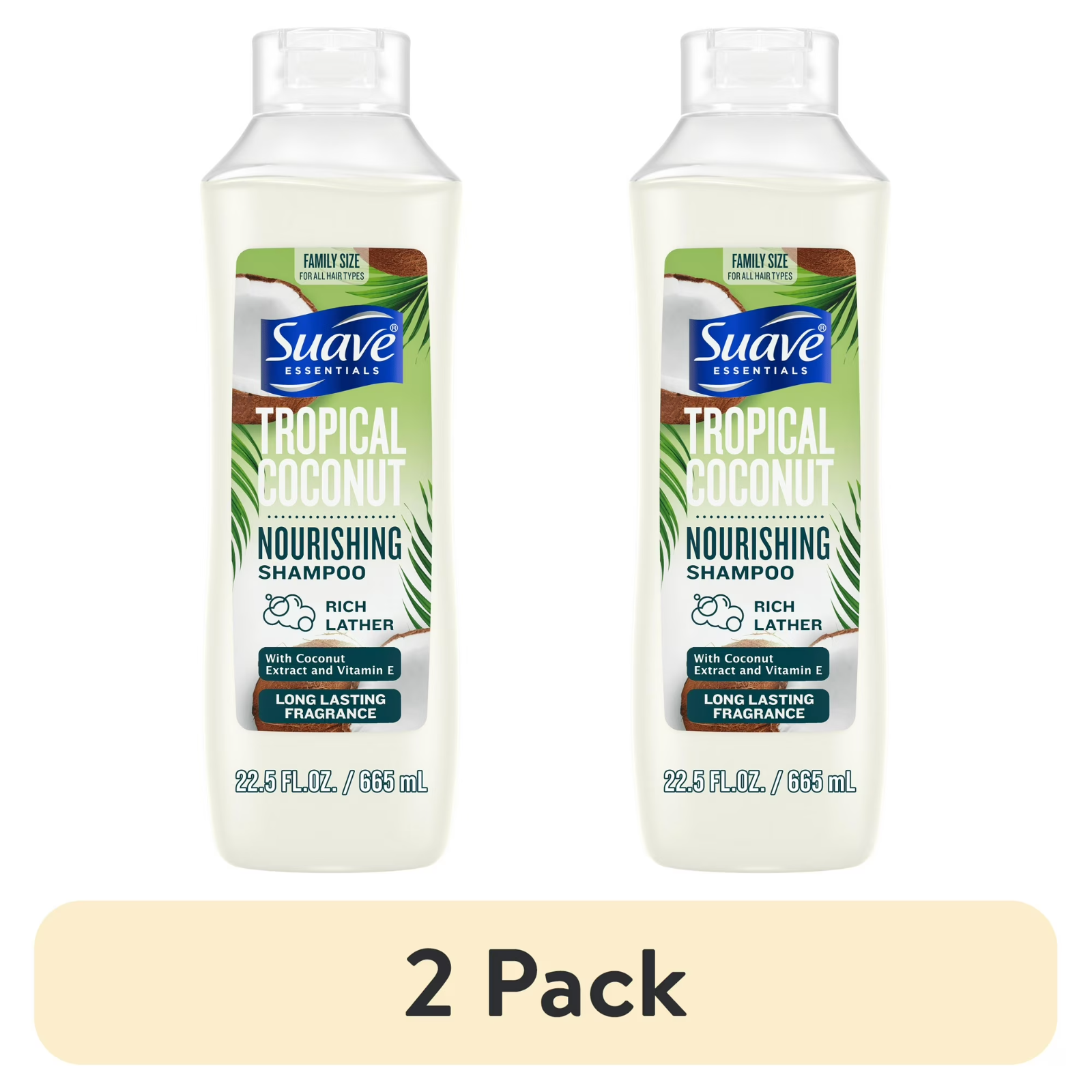 Suave Tropical Coconut Nourishing Shampoo, 22.5 fl oz, 2 Pack