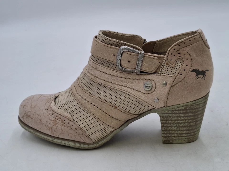Mustang True Denim Boots Womens Ankle Beige Blush Golden Sheen UK 4 EU 37 - Image 4 of 4