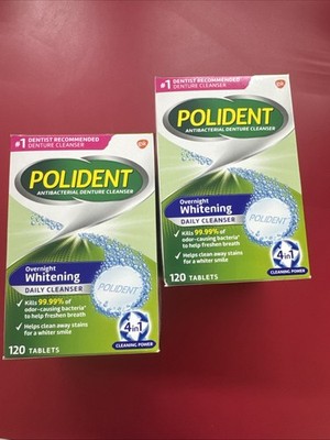 2 Boxes Polident 4 in 1 Denture Cleanser Tablets, 120 Count