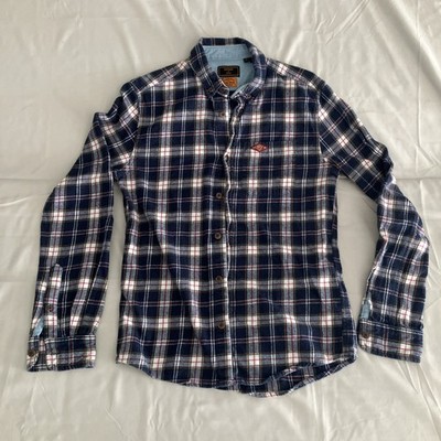 Superdry Workwear Men s Small Plaid Heavyweight Button Down Flannel Shirt
