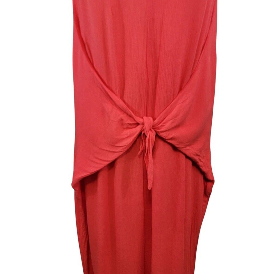 Mono de Natación Mara Hoffman Pequeño Naranja Pierna Ancha Corbata Frontal Cuello en V Playa Foto 4 de 4