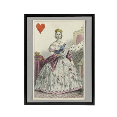 E Le Tellier Victoria Queen of Hearts Card Design Framed Canvas Wall Art Print