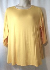 Westbound Woman Yellow Flyaway Back Hi-Low 3/4 Sleeve Knit Top Size 2X - Tag $44