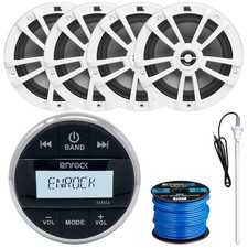 Enrock EM856 Gauge Receiver, 4x 6.5" 180W Speakers, Speaker Wire, Radio Antenna